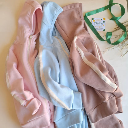 Fleeced Hoodie and Jogger Set - Pink/Blue/Purple - 3-24M