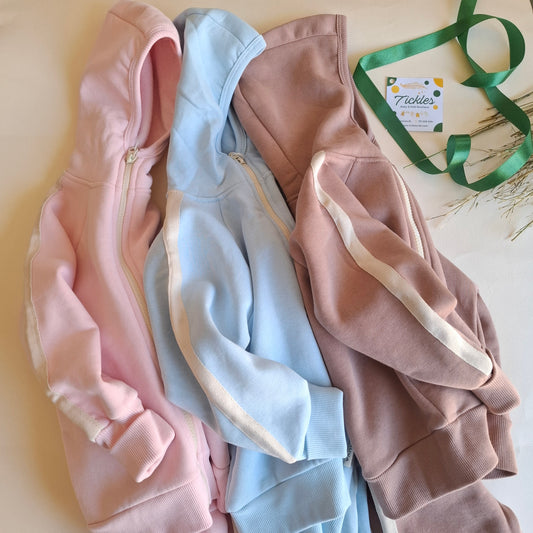 Fleeced Hoodie and Jogger Set - Pink/Blue/Purple - 3-24M