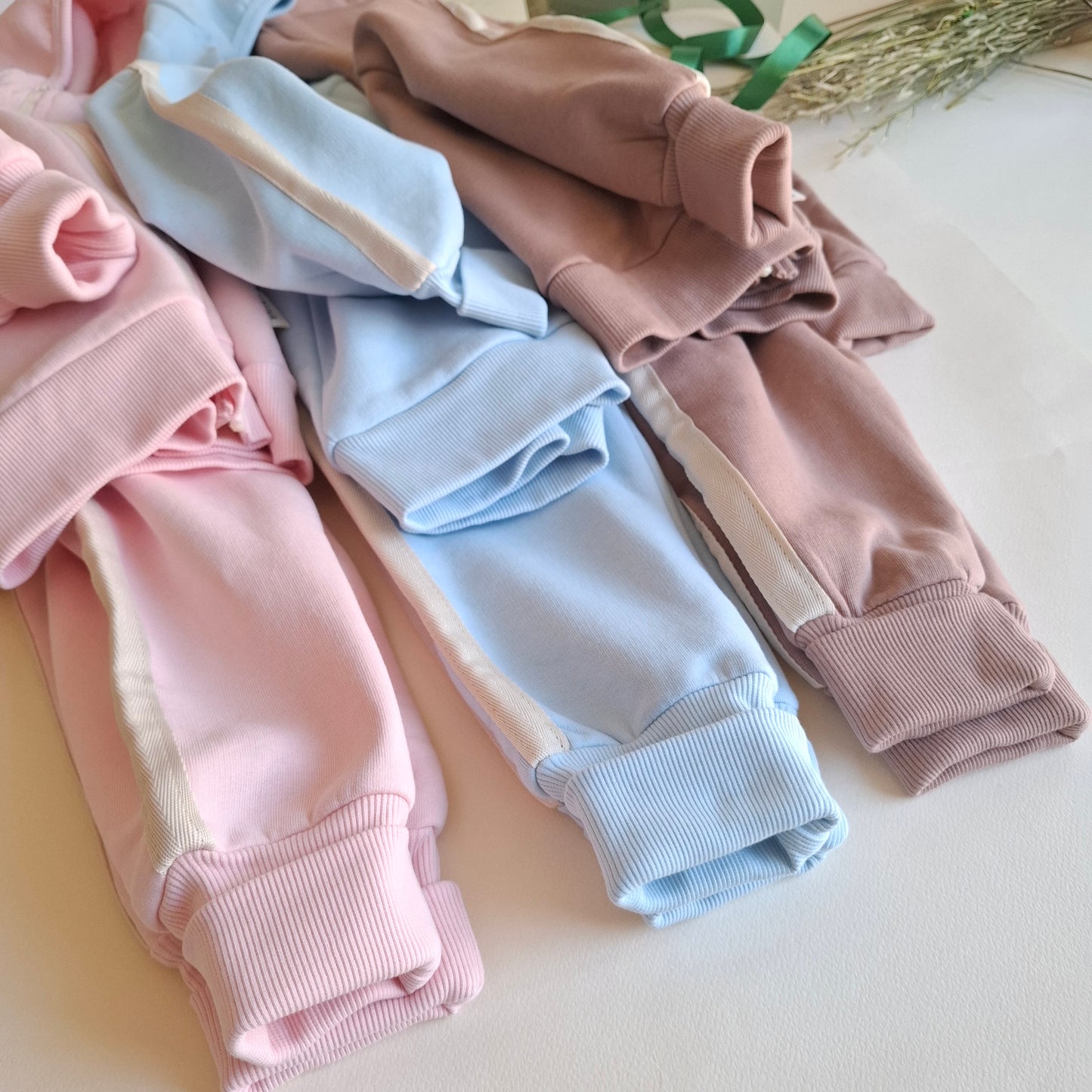 Fleeced Hoodie and Jogger Set - Pink/Blue/Purple - 3-24M