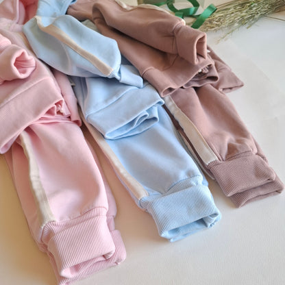 Fleeced Hoodie and Jogger Set - Pink/Blue/Purple - 3-24M