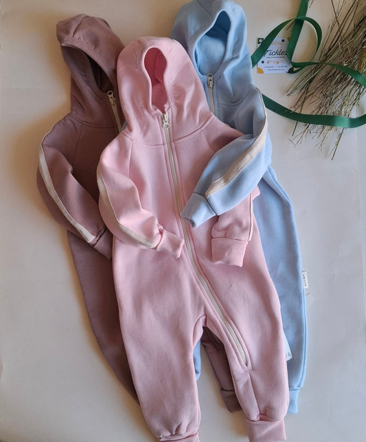 Fleeced Romper - Pink/Blue/Purple - 3-24M