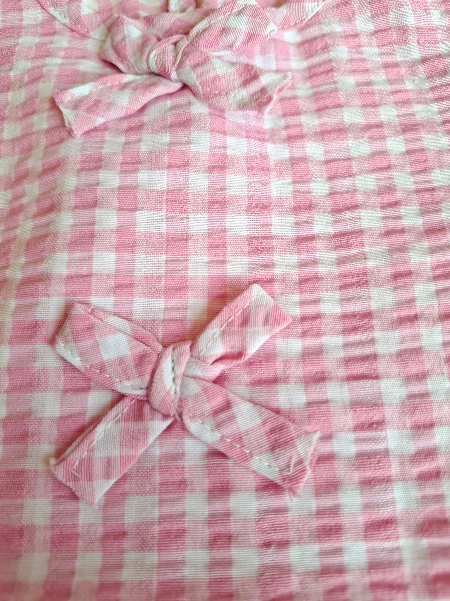 Muslin Checkered Pink Shorts & Top Set - 6-24M