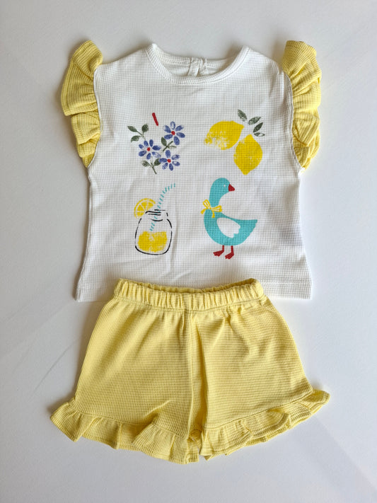 Lemon Waffle Shorts & Top Set - 6-24M