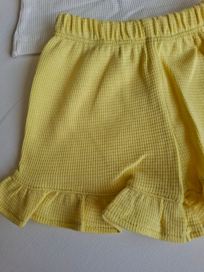 Lemon Waffle Shorts & Top Set - 6-24M