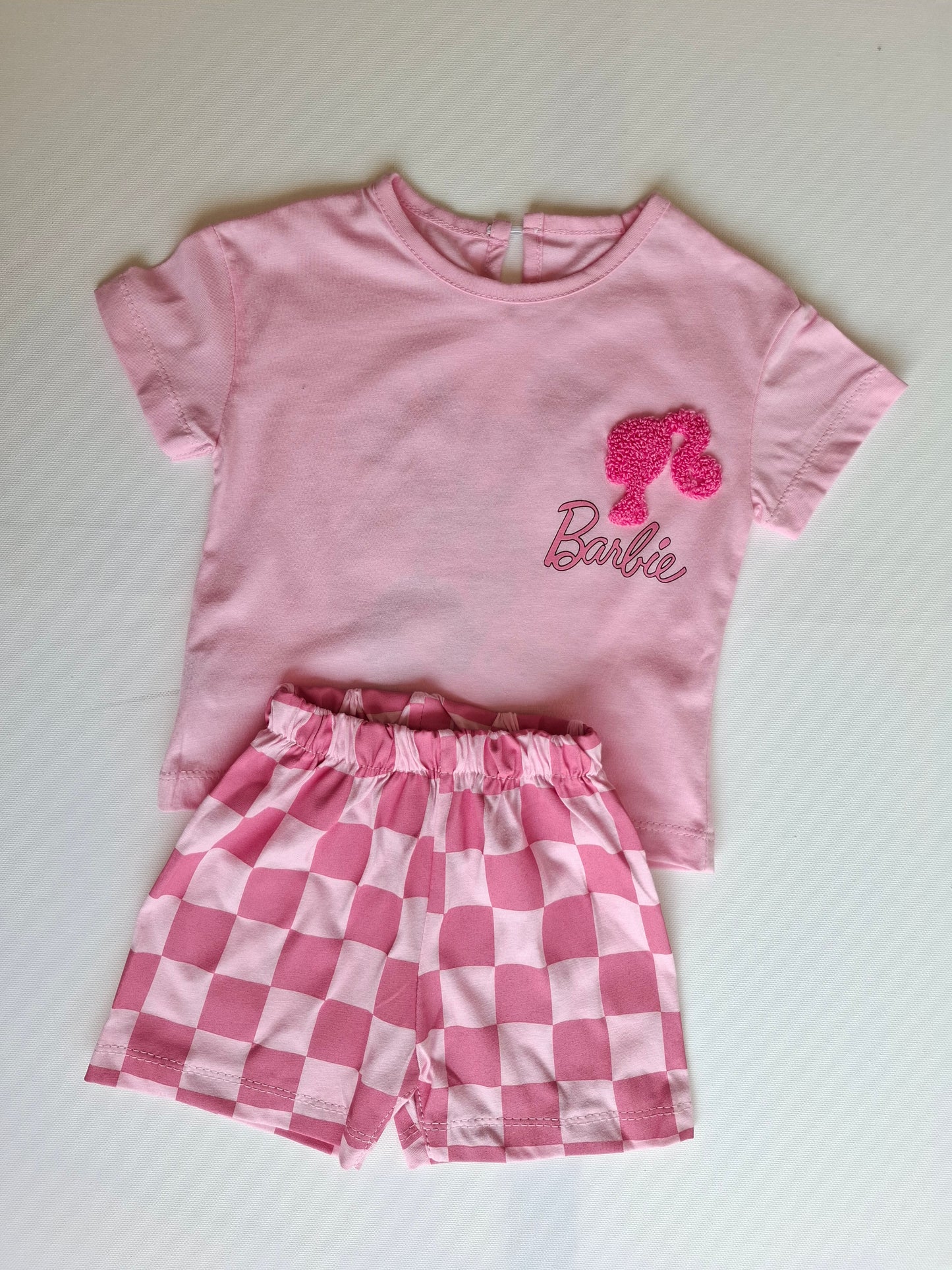 Barbie Checkered Shorts & Tshirt Set - 6-24M