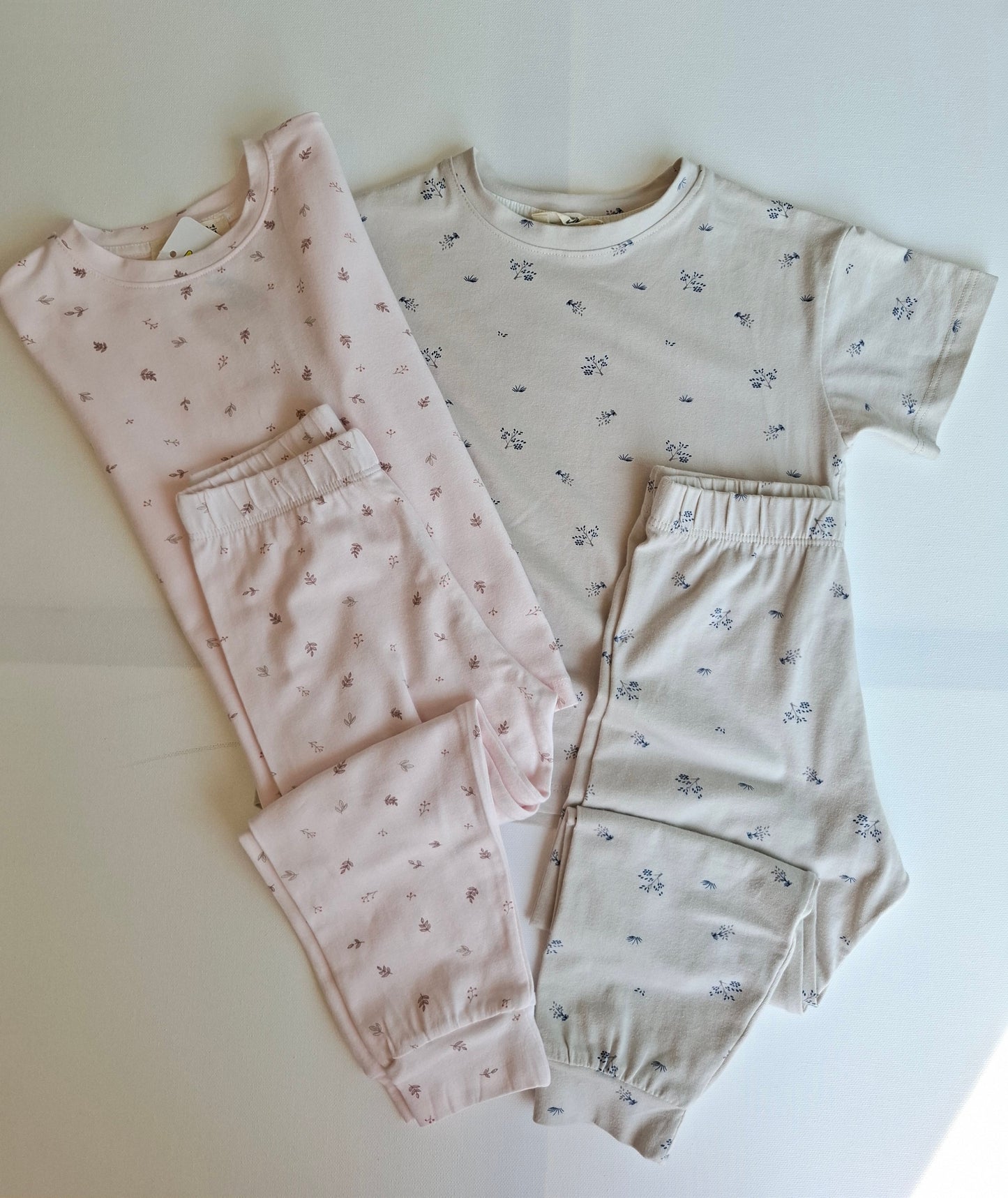 Botanical Pants & Tshirt Pyjamas - Pink/Grey - 3-8Y