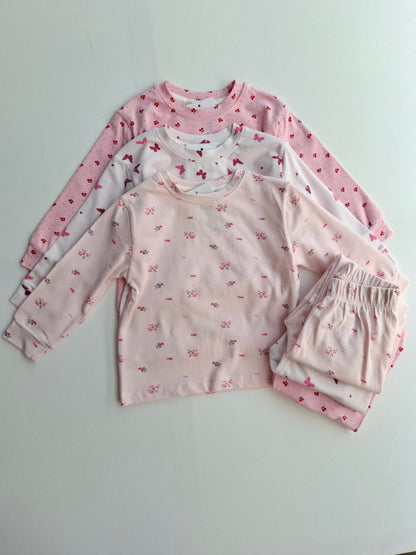 Soft Cotton Long Sleave Pyjamas - Cherries/Butterflies/Flowers - 9M-4Y