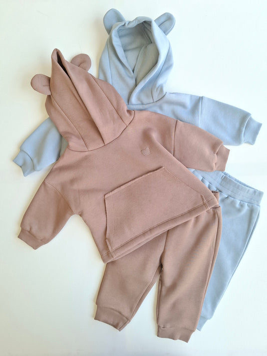 Fleeced Bear Set - Blue/Brown - 6M-3Y