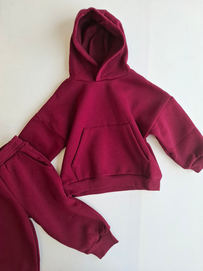 Fleeced Burgundy Set - 1-6Y