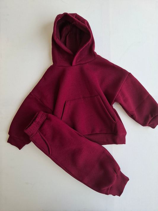 Fleeced Burgundy Set - 1-6Y