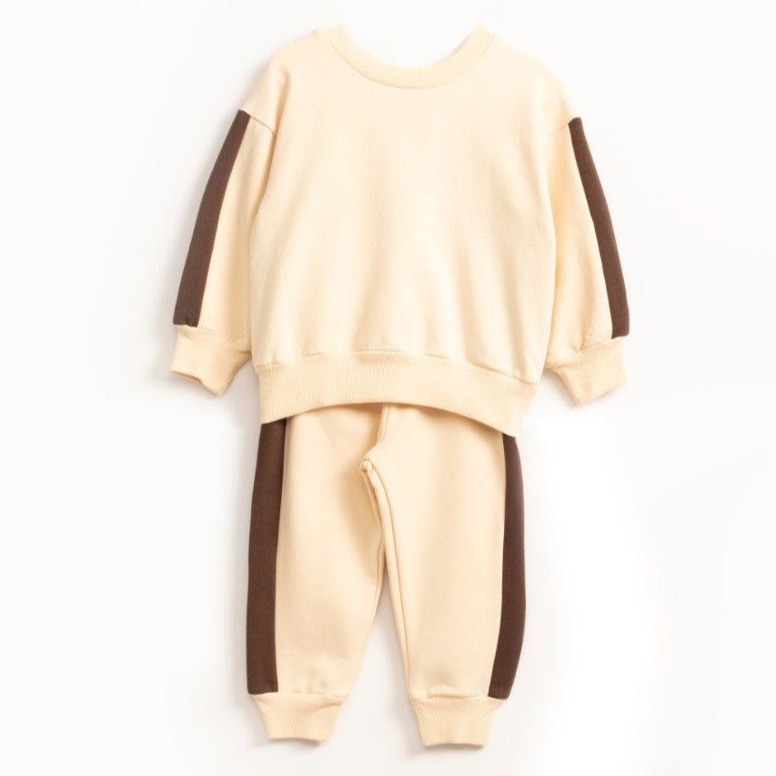 Beige with Dark Brown Stripes Fleeced Set - 1-6Y