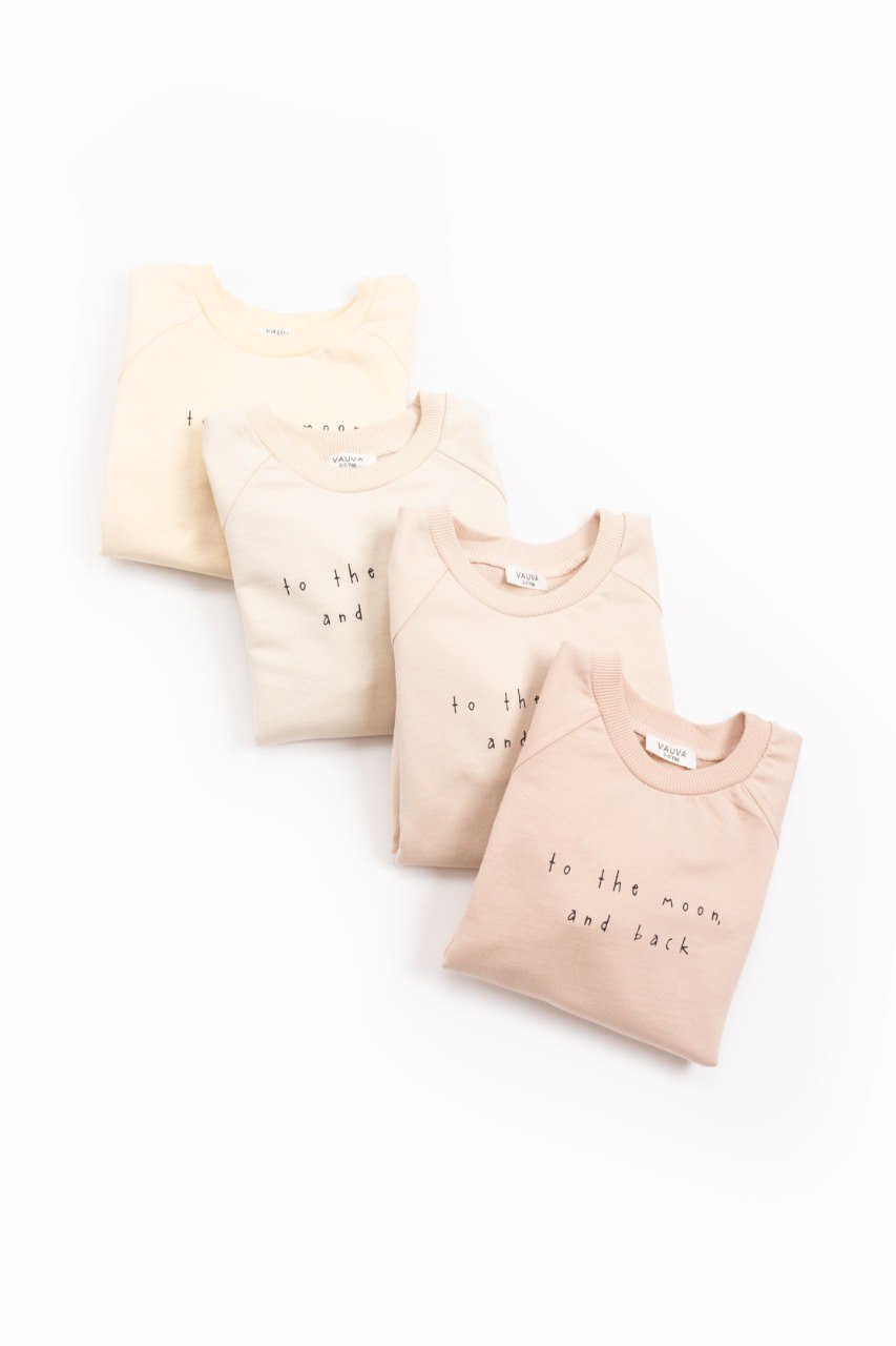 Sweater "To the Moon and Back" - Pink/Butter Yellow - 2-7Y