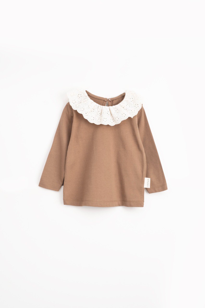Luna Frill Top - Off-White/Brown - 9M-4Y