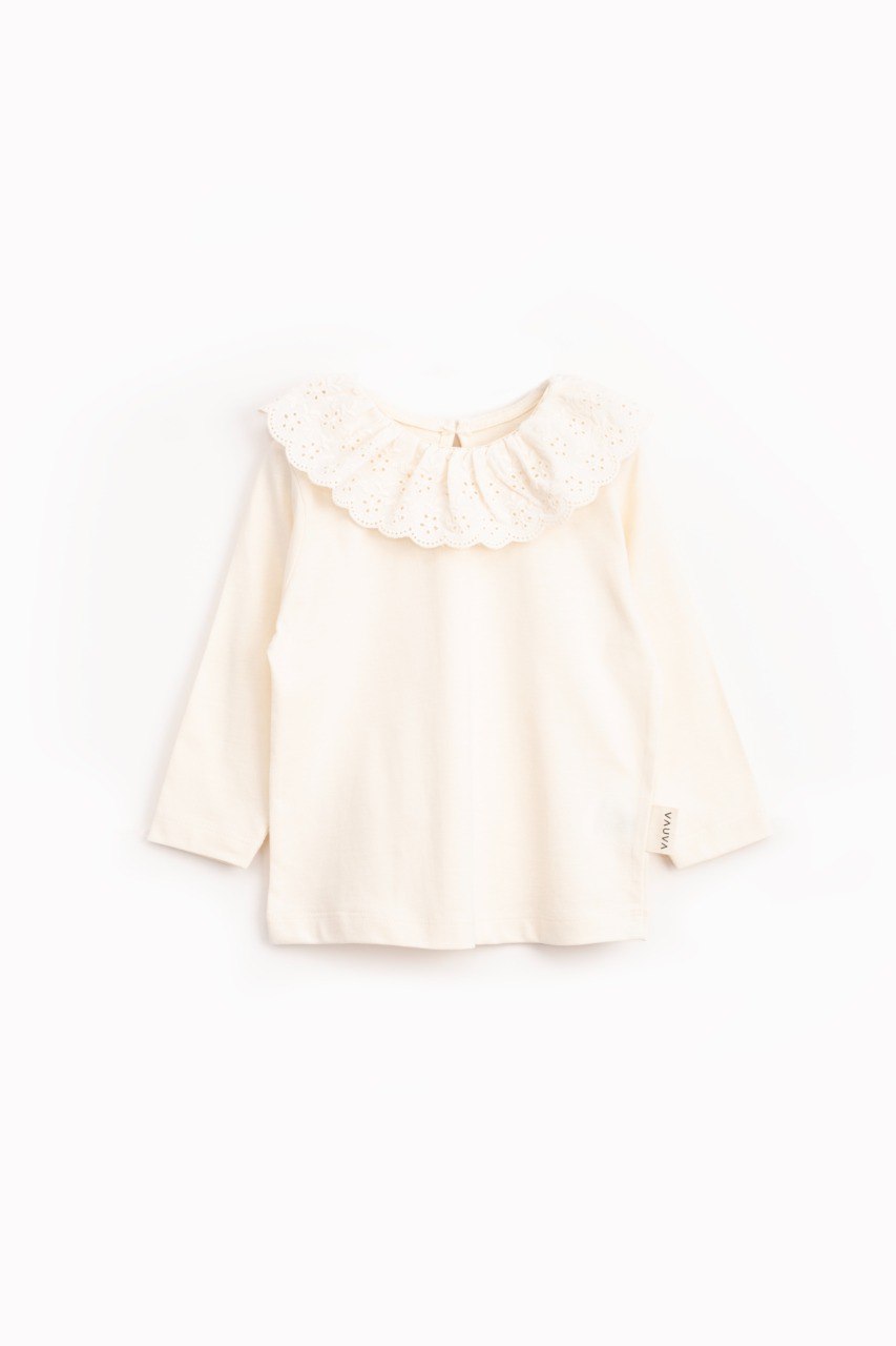 Luna Frill Top - Off-White/Brown - 9M-4Y