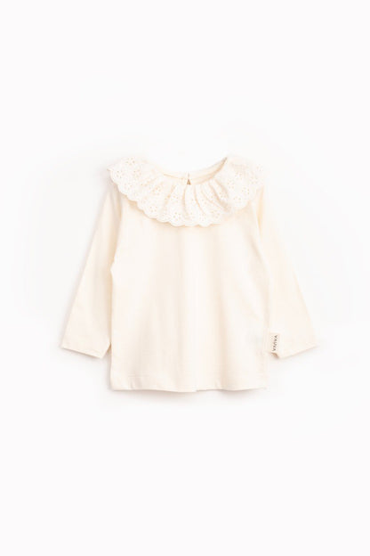 Luna Frill Top - Off-White/Brown - 9M-4Y