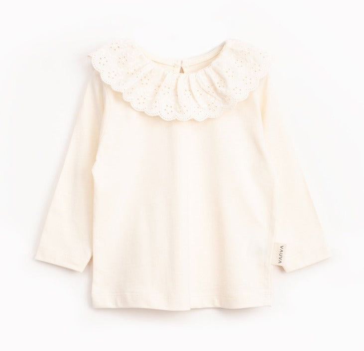 Luna Frill Top - Off-White/Brown - 9M-4Y