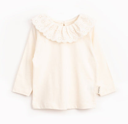 Luna Frill Top - Off-White/Brown - 9M-4Y