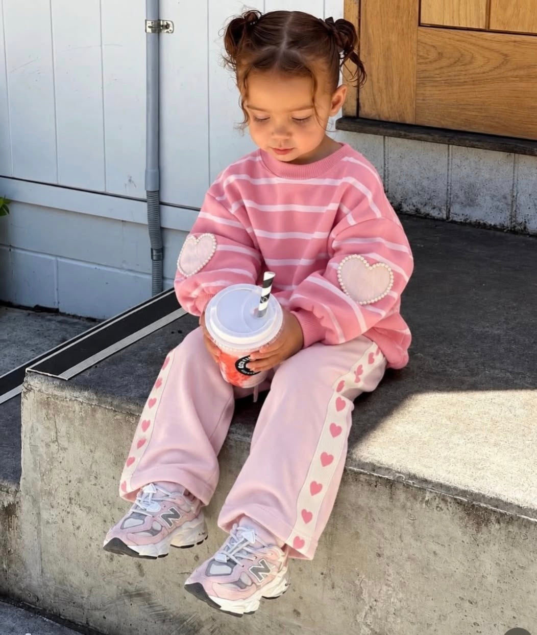 Pearls & Stripes Pink Set - 2-7Y