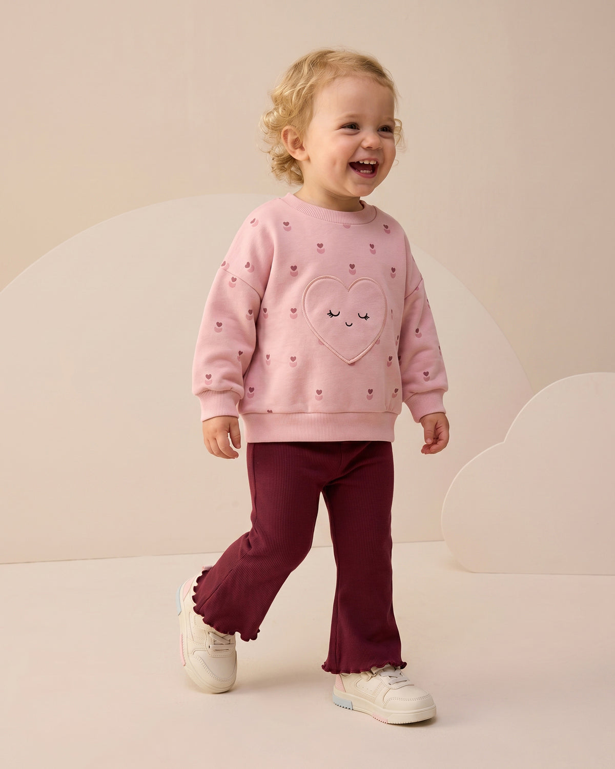 Heart-Detail Flared-Leg Top and Bottom Set - 6-24M