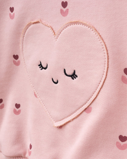 Heart-Detail Flared-Leg Top and Bottom Set - 6-24M