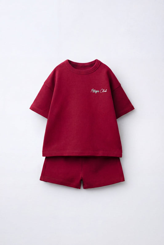 The M CLUB - Burgundy Shorts & Tshirt Set - 2-8Y