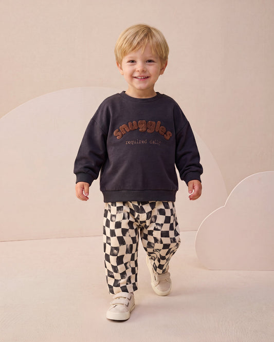 SNUGGLES Checkered Pants & Sweater Set - Anthracite/Brown - 6M-2Y