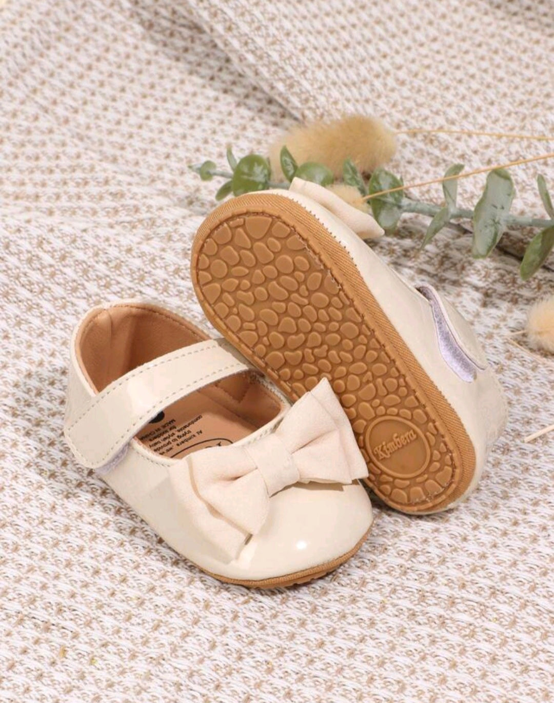 Beige Glossy Bow Ballerina