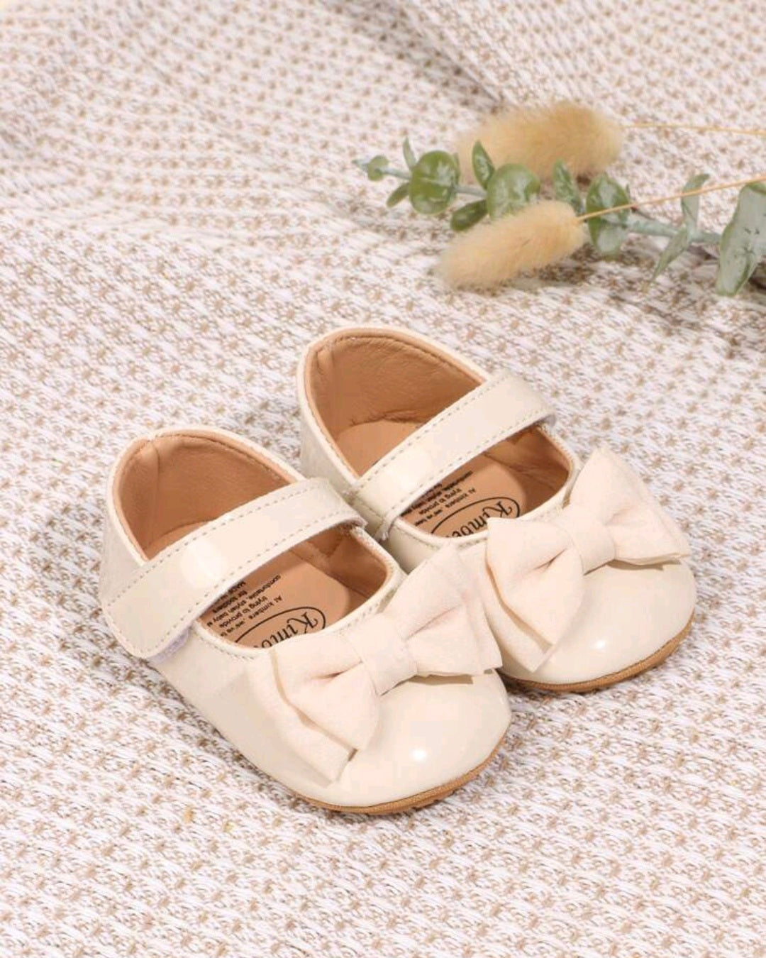 Beige Glossy Bow Ballerina