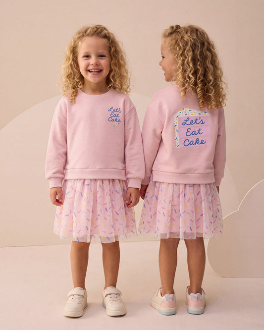 Dress Tulle with Sprinkles Print Detail - 3-7Y