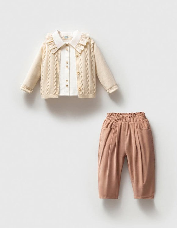 Ruffle Collar 3 PCS Set - Off-White/Light Blue - 9M-3Y