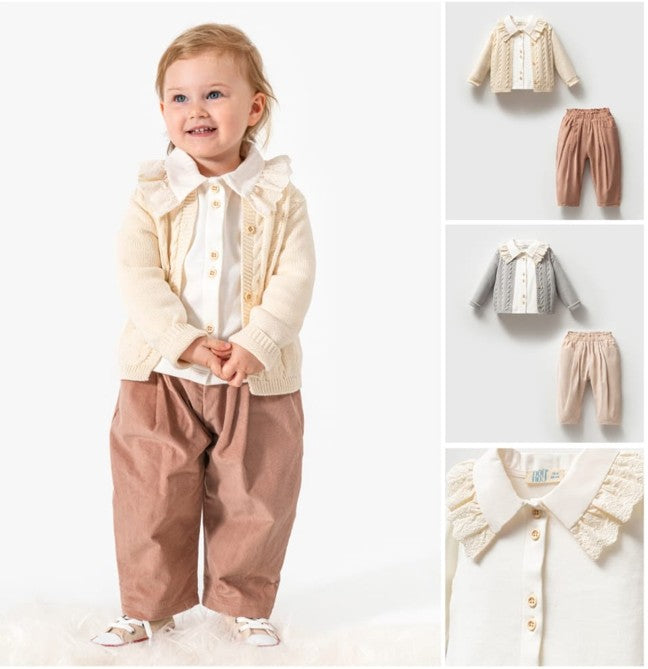 Ruffle Collar 3 PCS Set - Off-White/Light Blue - 9M-3Y