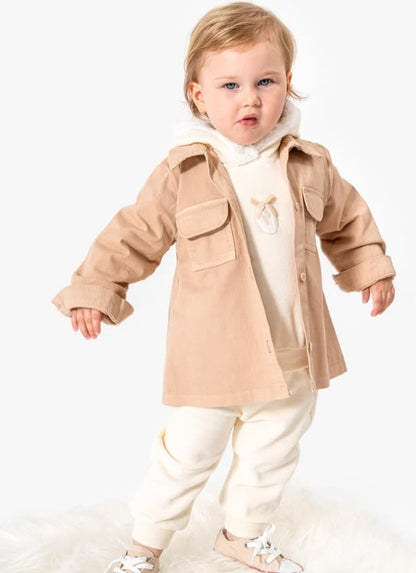 3 PCS Hooded Set - Brown/Light Brown - 9M-3Y