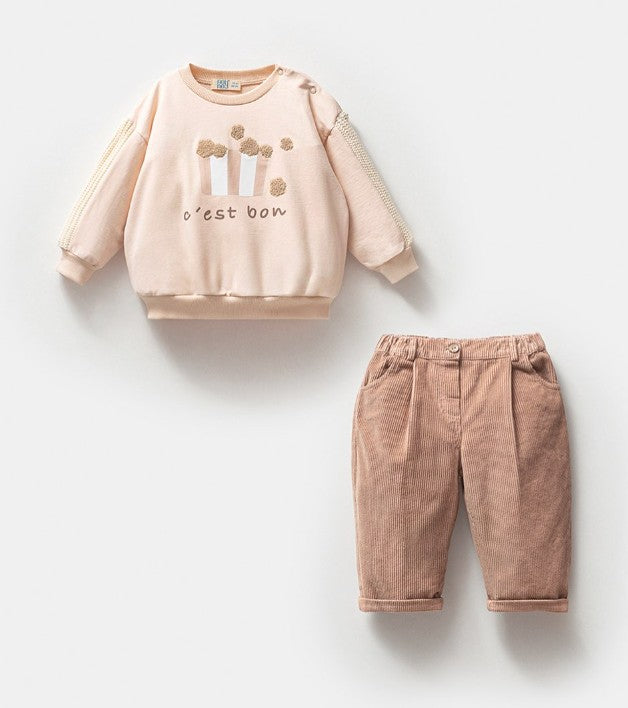 Popcorn Bucket 2 PCS Set - Pink-Beige/Nude Pink-Brown - 9M-3Y