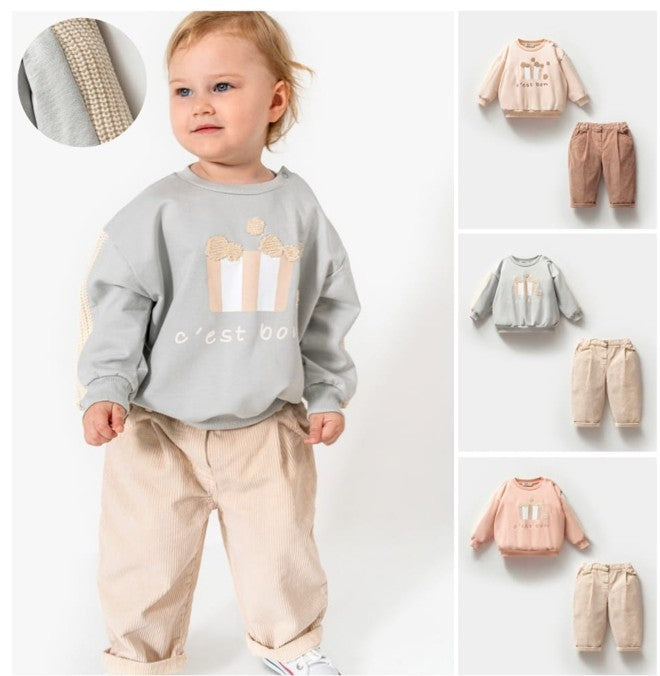 Popcorn Bucket 2 PCS Set - Pink-Beige/Nude Pink-Brown - 9M-3Y