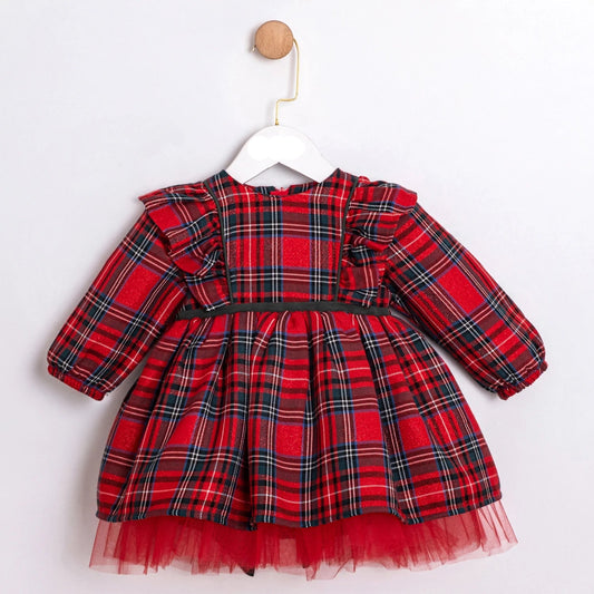 Christmas Bow Tartan Dress - 6-24M