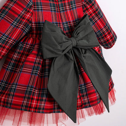 Christmas Bow Tartan Dress - 6-24M