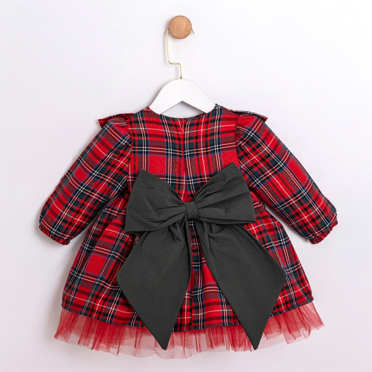 Christmas Bow Tartan Dress - 6-24M