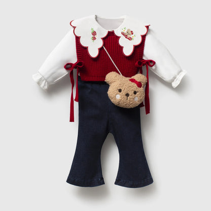 Berry Sweet Teddy Outfit 4 PCS Set - 6-24M