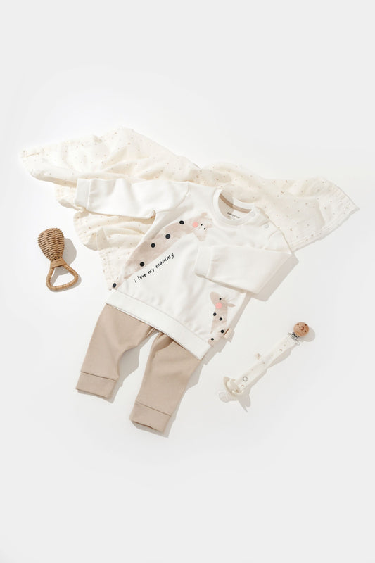 Pant & Long Sleeve Shirt Set - Ecru - 100% Organic Cotton