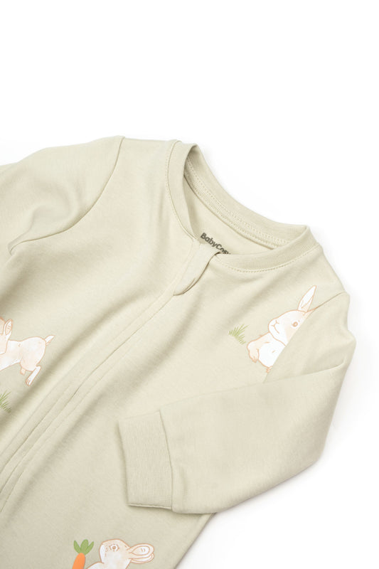 Zippered Romper Bunny - Soft Green - 3-24M
