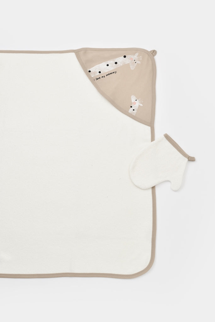 Bath Towel Giraffe - Mink - 100% Organic Cotton