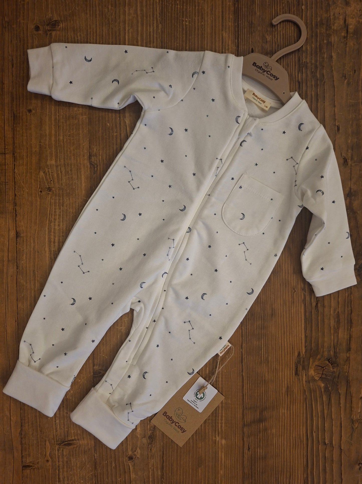 Zippered Romper - White - 100% Organic Cotton - 3-24M