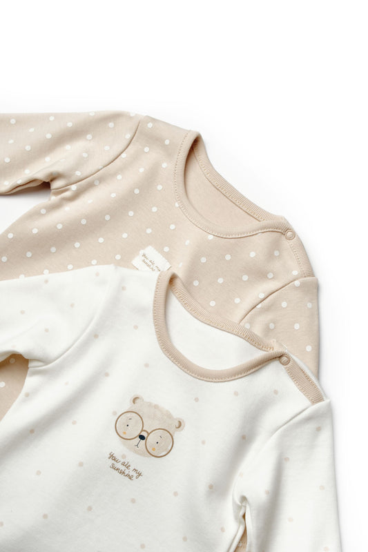 2 PCS Long Sleeve Body Bear - 100% Organic Cotton - 0-24M