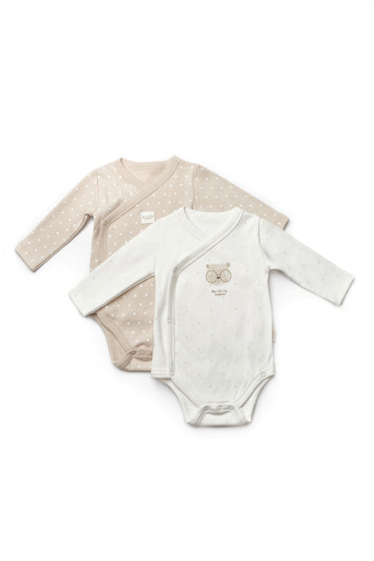 2 PCS Double Breasted Body Bear - 100% Organic Cotton - 0-9M