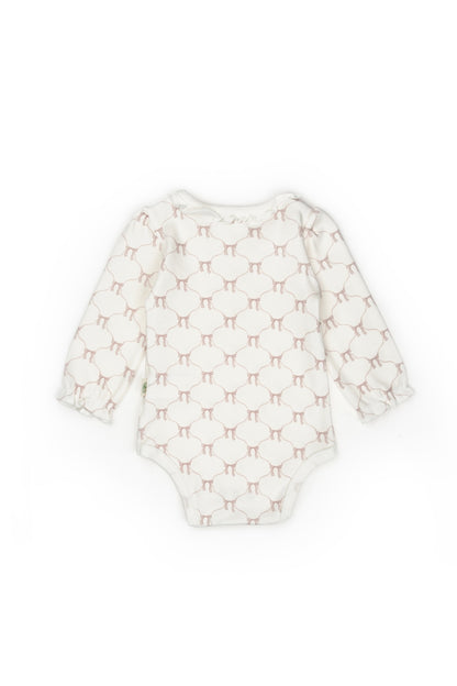 2 PCS Long Sleeve Body Ribbon - Ecru-Powder - 100% Organic Cotton - 3-24M