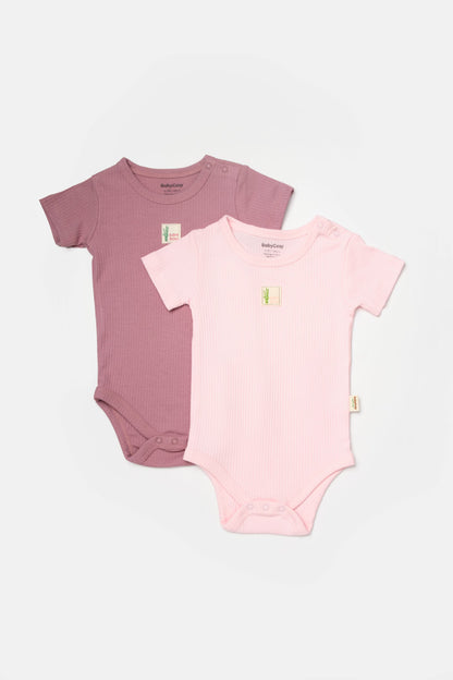 2 PCS Short Sleeve Body - Purple/Pink - 3-24M