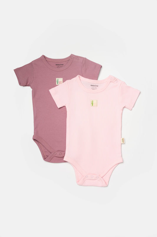 2 PCS Short Sleeve Body - Purple/Pink - 3-24M
