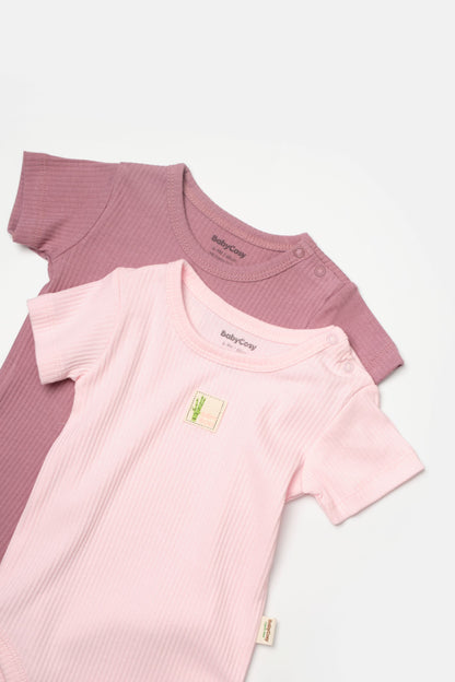 2 PCS Short Sleeve Body - Purple/Pink - 3-24M