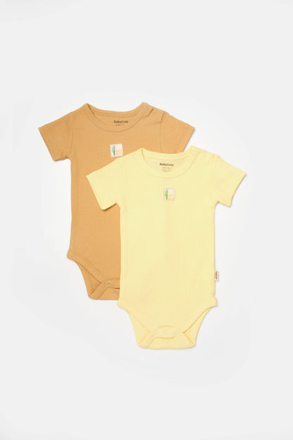 2 PCS Short Sleeve Body - Yellow/Brown - 3-24M