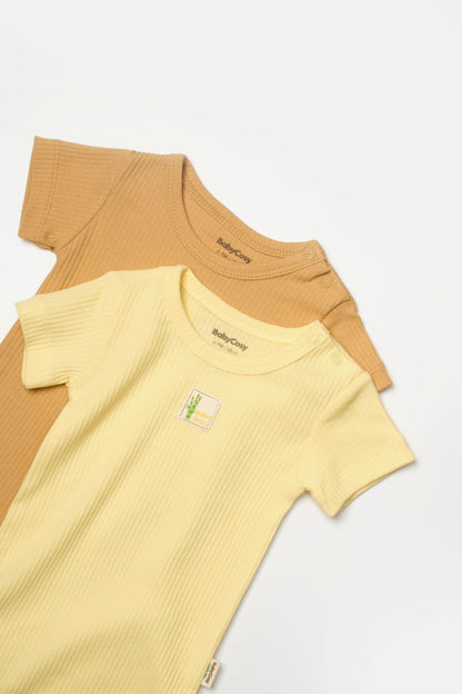 2 PCS Short Sleeve Body - Yellow/Brown - 3-24M